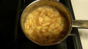 Apples and Apple Pie spices simmering- Almost ready to adorn the SCD cheese cake!